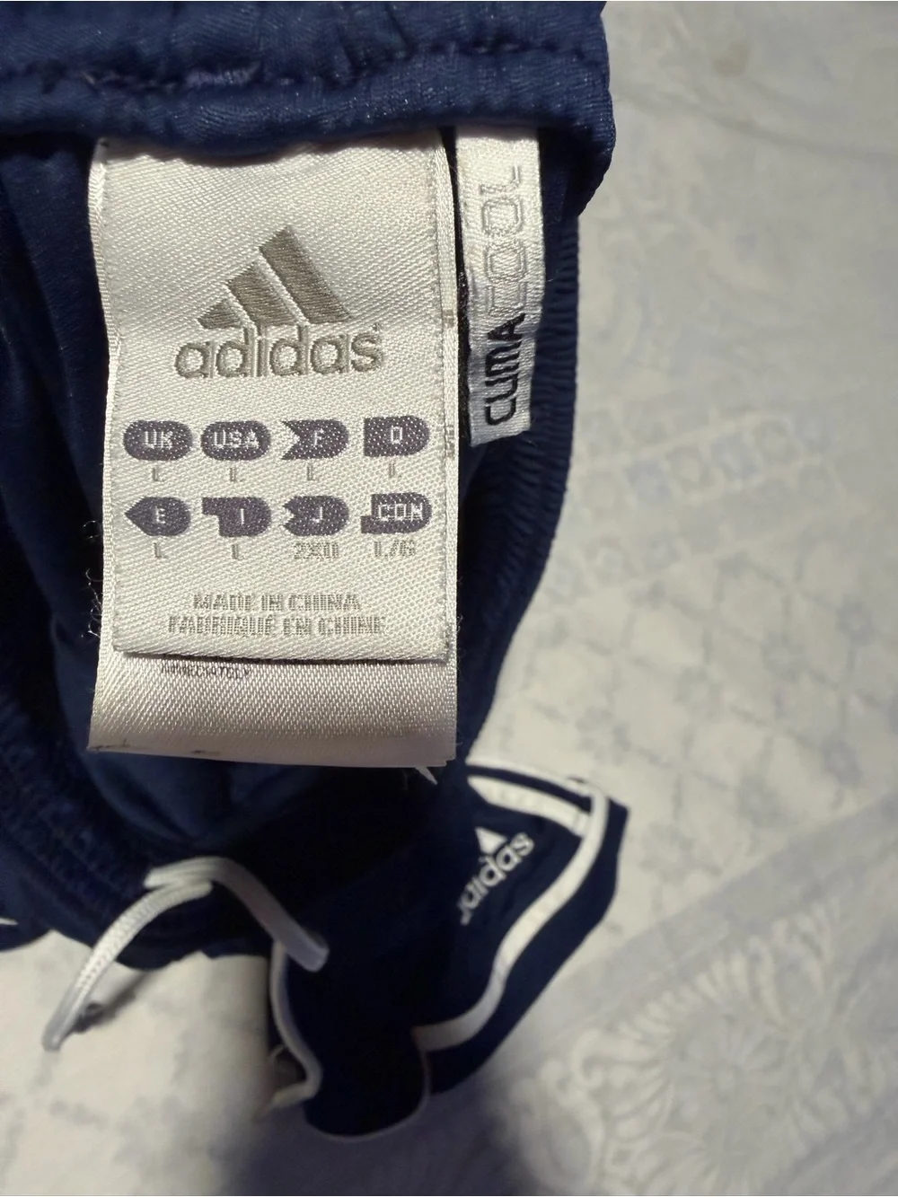 adidas Navy Athletic Shorts with White Three-Stripes size L